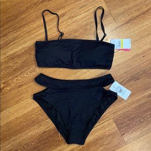 vince camuto black high rise bikini sz m bandeau